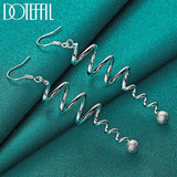925 Silver Frosted Bead Drop Earrings Women Gift Jewelry