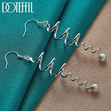 925 Silver Frosted Bead Drop Earrings Women Gift Jewelry