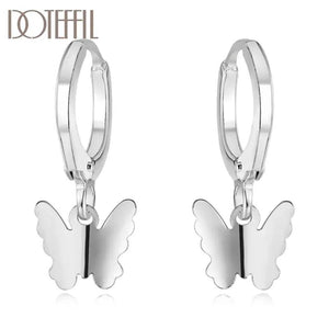 925 Silver Butterfly Pendant Earring Women Wedding Jewelry