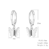 925 Silver Butterfly Pendant Earring Women Wedding Jewelry