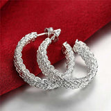 925 Silver Mesh Earring Women Party Wedding Jewelry
