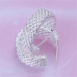 925 Silver Mesh Earring Women Party Wedding Jewelry
