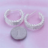 925 Silver Mesh Earring Women Party Wedding Jewelry