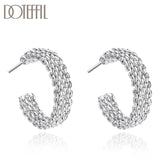 925 Silver Mesh Earring Women Party Wedding Jewelry
