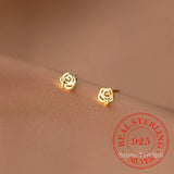 Sterling Silver Rose Flower Stud Earrings 14K Plated Wedding Party Jewelry Gift