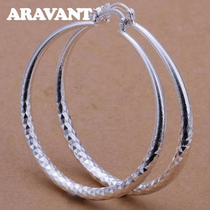 925 Silver Big Hoop Earrings Women Jewelry