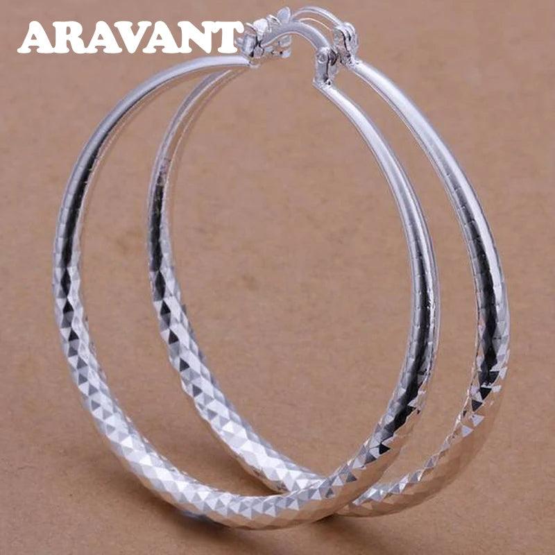 925 Silver Big Hoop Earrings Women Jewelry