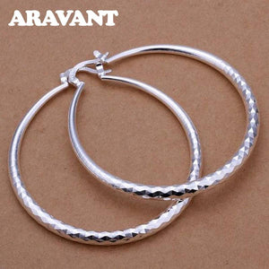 925 Silver Big Hoop Earrings Women Jewelry