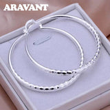 925 Silver Big Hoop Earrings Women Jewelry