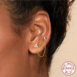 Sterling Silver 925 Evil Eye Palm Smile CZ Earrings