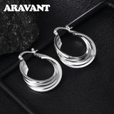 925 Silver Circle Hoop Earrings Women Jewelry