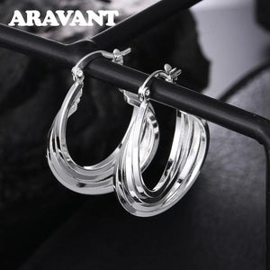 925 Silver Circle Hoop Earrings Women Jewelry