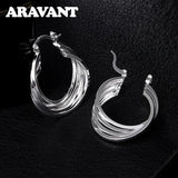 925 Silver Circle Hoop Earrings Women Jewelry