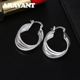 925 Silver Circle Hoop Earrings Women Jewelry