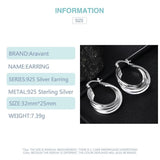 925 Silver Circle Hoop Earrings Women Jewelry