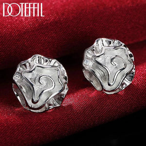 925 Silver Rose Flowers Stud Earrings for Women
