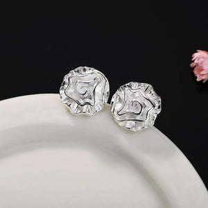 925 Silver Rose Flowers Stud Earrings for Women
