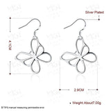 925 Sterling Silver Hollow Butterfly Earrings Charm Women Jewelry