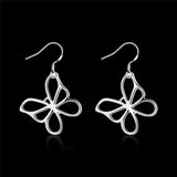 925 Sterling Silver Hollow Butterfly Earrings Charm Women Jewelry