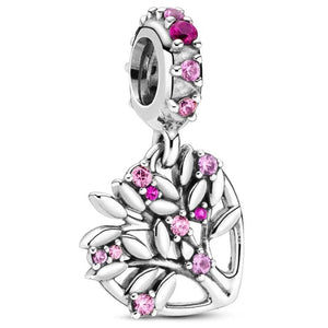 Rose Love You Infinity Heart Family Tree Pendant Charms 925 Sterling Silver