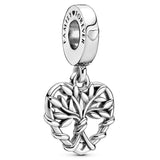 Rose Love You Infinity Heart Family Tree Pendant Charms 925 Sterling Silver
