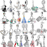 925 Silver Dangle Charm Bracelet Octopus Turtle Starfish Lemon Fruit Beads