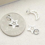 2pcs 925 Sterling Silver Star Moon Pendant Necklace Bracelet Charms