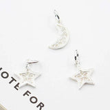 2pcs 925 Sterling Silver Star Moon Pendant Necklace Bracelet Charms