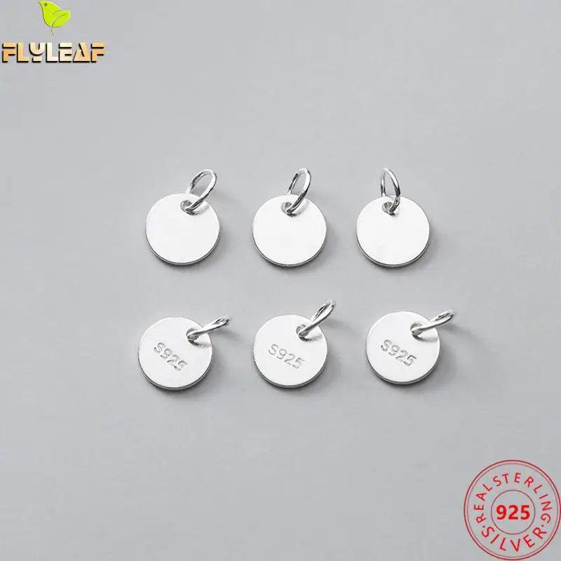 6pcs 925 Sterling Silver 6mm Round Flakes Charms DIY Jewelry Findings
