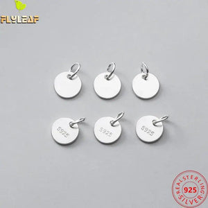6pcs 925 Sterling Silver 6mm Round Flakes Charms DIY Jewelry Findings