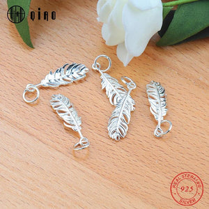 925 Sterling Silver Feather Pendant Charm for DIY Jewelry Making