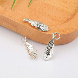 925 Sterling Silver Feather Pendant Charm for DIY Jewelry Making