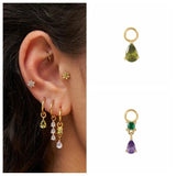 925 Silver Earrings Charms Green Water Drop Pendants DIY Jewelry
