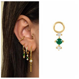 925 Silver Earrings Charms Green Water Drop Pendants DIY Jewelry