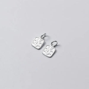 925 Sterling Silver Chinese Dangle Charms 10x12mm Pendant