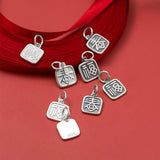 925 Sterling Silver Chinese Dangle Charms 10x12mm Pendant