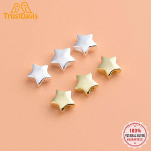 TrustDavis 925 Silver Sweet Star Charm Beads DIY Accessory Fine S925 Jewelry