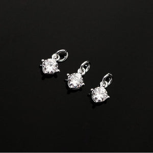925 Sterling Silver Zircon Charms Women Necklace Pendants DIY Jewelry