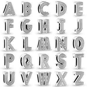 Sterling Silver Alphabet Letter Charm Bead for Bracelet DIY Jewelry