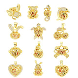 14K Charm Hollow Pendant for Jewelry Making Love Rabbit Dolphin Bear