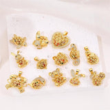 14K Charm Hollow Pendant for Jewelry Making Love Rabbit Dolphin Bear