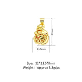 14K Charm Hollow Pendant for Jewelry Making Love Rabbit Dolphin Bear