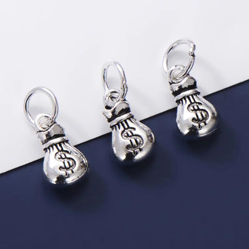 925 Silver Money Bag Dollar Symbol Charms Pendant