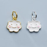 925 Sterling Silver Smile Face Cloud Charms 10x9mm Decoration Girls Jewelry
