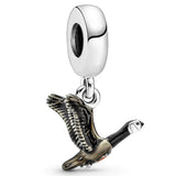 Spanish Guitar Fan Goose Pendant Bead 925 Silver Charm Bracelet Jewelry