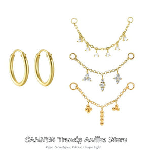 925 Silver Cartilage Tassel Chain Pierced Pendan...