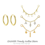 925 Silver Cartilage Tassel Chain Pierced Pendan...