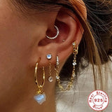 925 Silver Cartilage Tassel Chain Pierced Pendan...