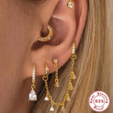 925 Silver Cartilage Tassel Chain Pierced Pendan...