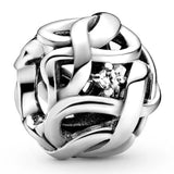 925 Silver Rose Pave Daisy Flower Charm Bracelet Bangle